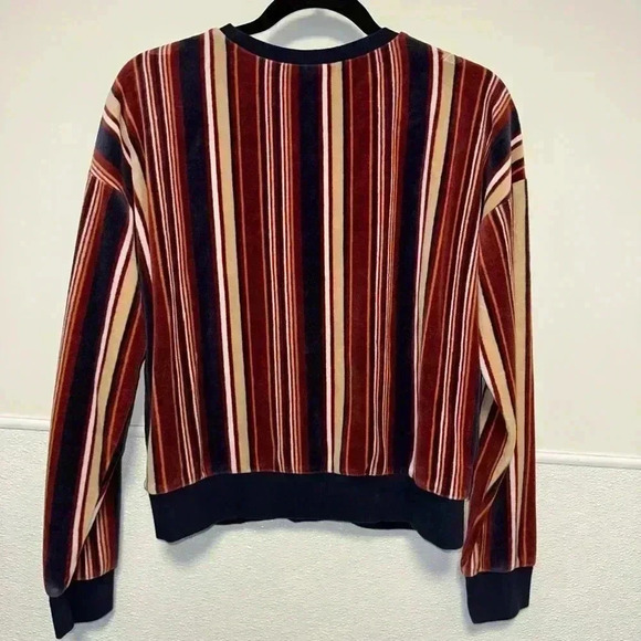 Women's Forever 21 Red & Blue Striped Velvet Sweater Size M - Picture 2 of 10